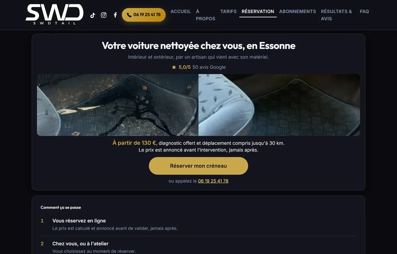 Page d'accueil du site SWDTail